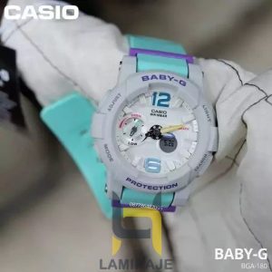 ساعت مچی زنانه کاسیو BABY-G مدل BGA-180-3B، دیجیتال سبز، خرید ساعت اسپرت و مقاوم برای بانوان.