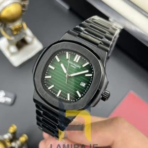خرید ساعت مچی مردانه پتک فیلیپ Patek Philippe مدل 8، ساعت دیجیتال کلاسیک با صفحه سبز و بند استیل مشکی.