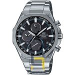 خرید ساعت مچی مردانه کاسیو ادیفایس Casio Edifice EQB-1100D نقره‌ای، ساعت دیجیتال با بند فلزی و صفحه مشکی.