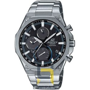 خرید ساعت مچی مردانه کاسیو ادیفایس Casio Edifice EQB-1100D نقره‌ای، ساعت دیجیتال با بند فلزی و صفحه مشکی.