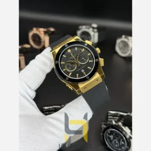 ساعت مچی مردانه هابلوت Hublot 3310MG طلایی بند رابر، خرید ساعت دیجیتال لوکس و شیک برای آقایان.