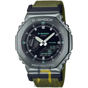 شاک G-Shock GM-2100C دیجیتال استیل سبز، خرید ساعت با بند برزنتی و سنسور اتولایت.