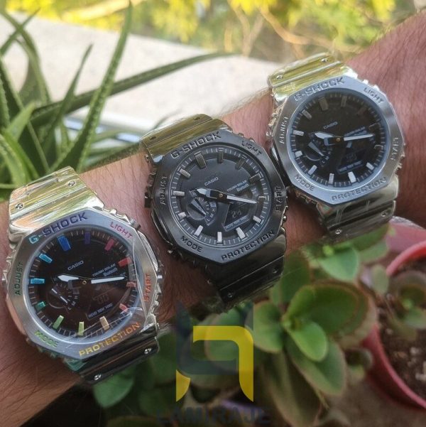 ساعت مچی مردانه کاسیو جی شاک مدل GM-B2100BD-1A فلزی مشکی، ساعت دیجیتال، خرید ساعت با تنظیم اتوماتیک.