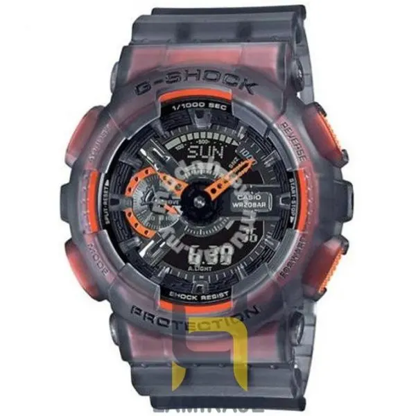 ساعت مچی مردانه کاسیو مدل GA-110LS-1ADR، ساعت دیجیتال خاکستری، خرید ساعت با عقربه‌های شب‌تاب و طراحی کژوال.