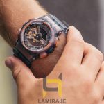ساعت مچی مردانه کاسیو مدل GA-110LS-1ADR، ساعت دیجیتال خاکستری، خرید ساعت با عقربه‌های شب‌تاب و طراحی کژوال.