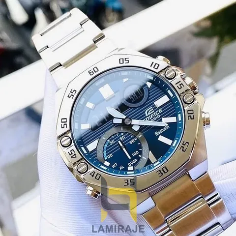ساعت مچی مردانه کاسیو ادیفایس Casio Edifice ECB-10YD-2AJF دیجیتال، خرید ساعت سیلور و صفحه آبی، بند فلزی مقاوم.