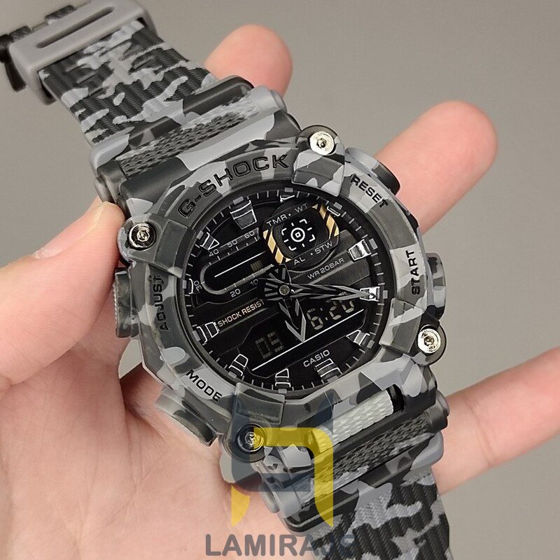 ساعت مچی مردانه کاسیو CASIO G-Shock GA-900 چریکی طوسی، خرید ساعت دیجیتال اسپرت با تنظیم اتوماتیک.