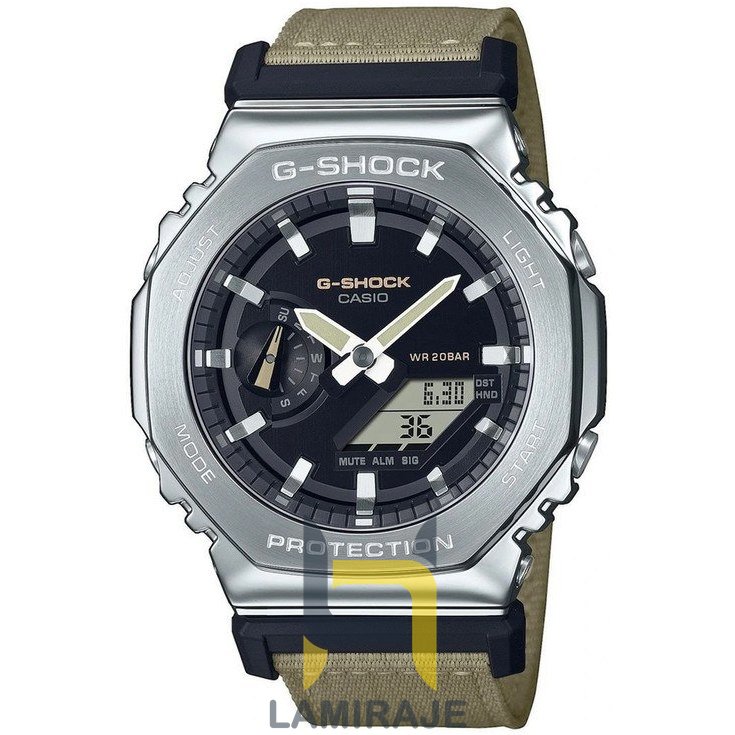 خرید ساعت مچی مردانه کاسیو Casio مدل GM-2100C-5ADR، ساعت دیجیتال قهوه‌ای با بند چرمی، مناسب استایل شیک‌پوشان.