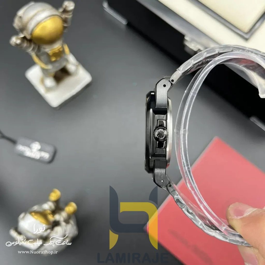 ساعت مچی مردانه پتک فیلیپ ناتیلوس Patek Philippe Nautilus دیجیتال مشکی صفحه زرد، خرید ساعت کوارتز شیک.