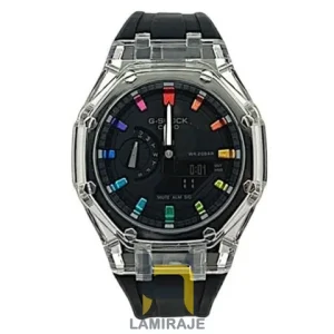 ساعت مچی کاسیو جی شاک G-Shock GA-2100 دیجیتال آنالوگ مشکی، خرید ساعت اسپرت مقاوم و ضدآب با کرنومتر و تقویم.