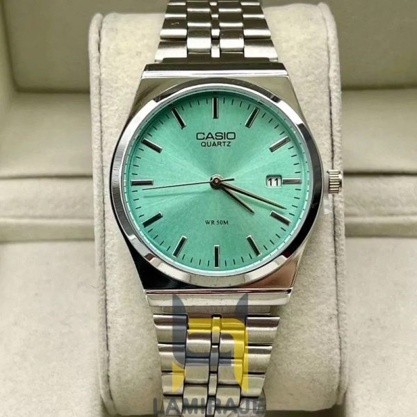 ساعت مچی مردانه کاسیو کلاسیک Casio استیل سبز، خرید ساعت دیجیتال شیک و مقاوم برای آقایان با سلیقه کلاسیک.