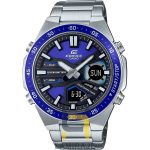 ساعت مچی مردانه کاسیو ادیفایس Casio Edifice EFV-C110D-2AV، ساعت دیجیتال با بند فلزی و صفحه آبی، خرید ساعت شیک.