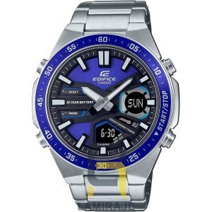 ساعت مچی مردانه کاسیو ادیفایس Casio Edifice EFV-C110D-2AV، ساعت دیجیتال با بند فلزی و صفحه آبی، خرید ساعت شیک.