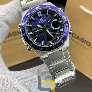 ساعت مچی مردانه کاسیو ادیفایس Casio Edifice EFV-C110D-2AV، ساعت دیجیتال با بند فلزی و صفحه آبی، خرید ساعت شیک.
