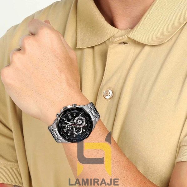 ساعت مچی مردانه کاسیو Casio EFR-539D-1AVUDF نقره‌ای، خرید ساعت دیجیتال با بند فلزی و صفحه مشکی.