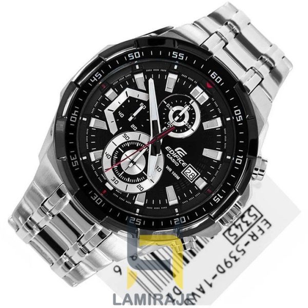 ساعت مچی مردانه کاسیو Casio EFR-539D-1AVUDF نقره‌ای، خرید ساعت دیجیتال با بند فلزی و صفحه مشکی.