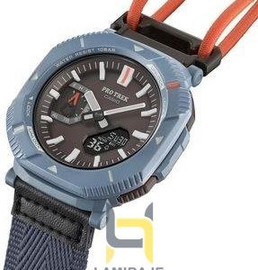 ساعت مچی مردانه کاسیو Casio مدل PRJ-B001B دیجیتال کاربنی، خرید ساعت ضدآب و مقاوم با بند برزنتی مشکی.