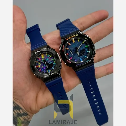 ساعت مچی ست دیجیتال جی‌شاک G-Shock مدل دور استیل سرمه‌ای، خرید ساعت شیک و مدرن با تنظیم اتوماتیک و اتولایت.