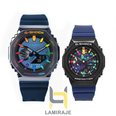 ساعت مچی ست دیجیتال جی‌شاک G-Shock مدل دور استیل سرمه‌ای، خرید ساعت شیک و مدرن با تنظیم اتوماتیک و اتولایت.