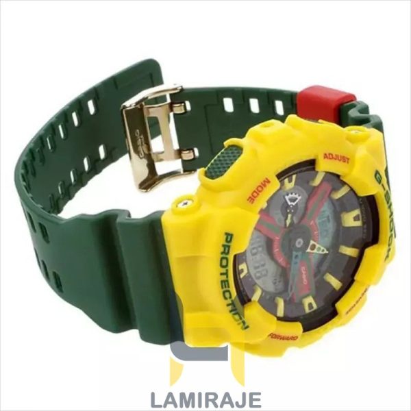 ساعت مچی مردانه جی شاک G-Shock GA110 سبز زرد، دیجیتال، خرید ساعت ضدآب و اتوماتیک جاماییکا.