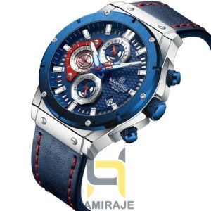 ساعت مچی مردانه نیوی فورس Naviforce 8027، دیجیتال، بند چرم، صفحه آبی، خرید ساعت شیک و روزمره.