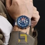 ساعت مچی مردانه نیوی فورس Naviforce 8027، دیجیتال، بند چرم، صفحه آبی، خرید ساعت شیک و روزمره.