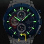 ساعت مچی مردانه نیوی فورس Naviforce 8027، دیجیتال، بند چرم، صفحه آبی، خرید ساعت شیک و روزمره.