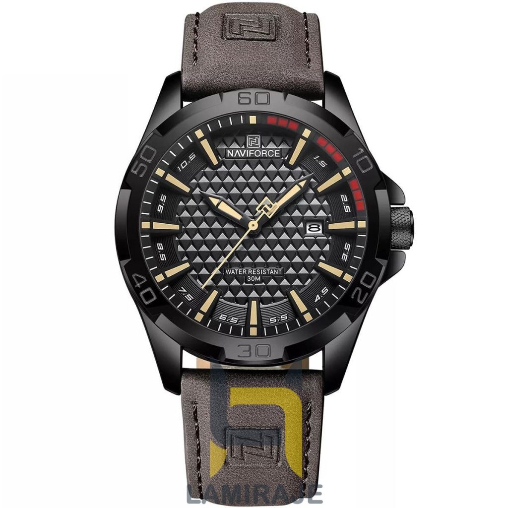 ساعت مچی مردانه نیوی فورس Naviforce NF-8023 دیجیتال قهوه‌ای، خرید ساعت با بند چرمی کلاسیک و موتور کوارتز.
