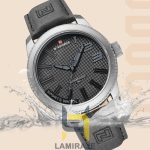 خرید ساعت مچی مردانه نیوی فورس NF9202GY دیجیتال با بند چرم خاکستری و قاب نقره‌ای، ساعتی لوکس و کلاسیک.