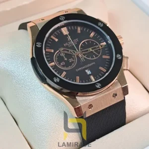 ساعت مچی مردانه هابلوت Hublot 987H دیجیتال مشکی؛ خرید ساعت لوکس با بند چرمی برای آقایان شیک‌پوش.