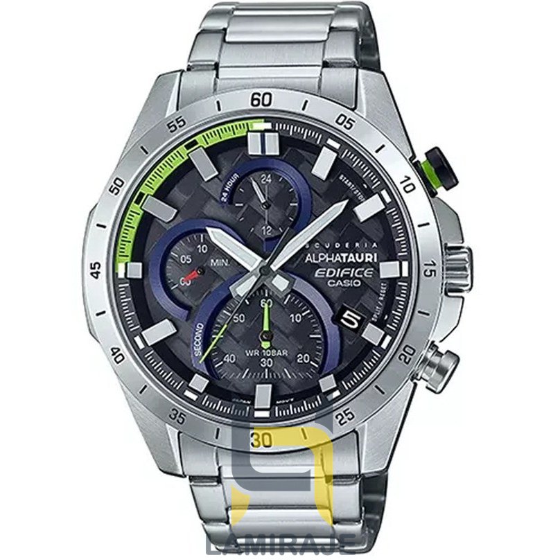 خرید ساعت مچی مردانه کاسیو ادیفایس Casio Edifice EFR-571AT-1ADR دیجیتال نقره‌ای با بند فلزی و صفحه مشکی.