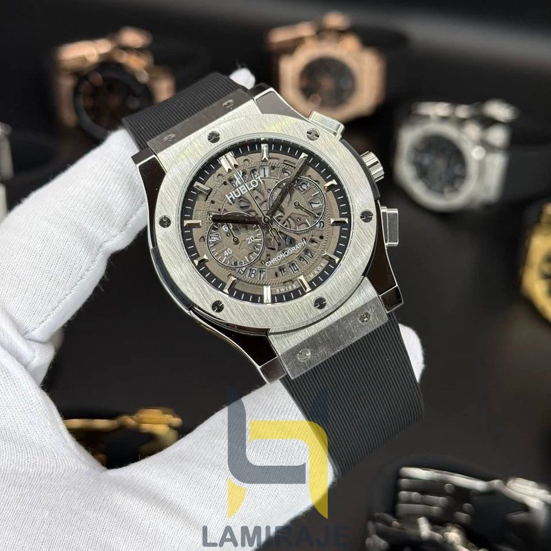 ساعت مچی مردانه هابلوت Hublot مدل HB-582842، ساعت دیجیتال لوکس با بند چرمی، خرید ساعت شیک و کلاسیک.